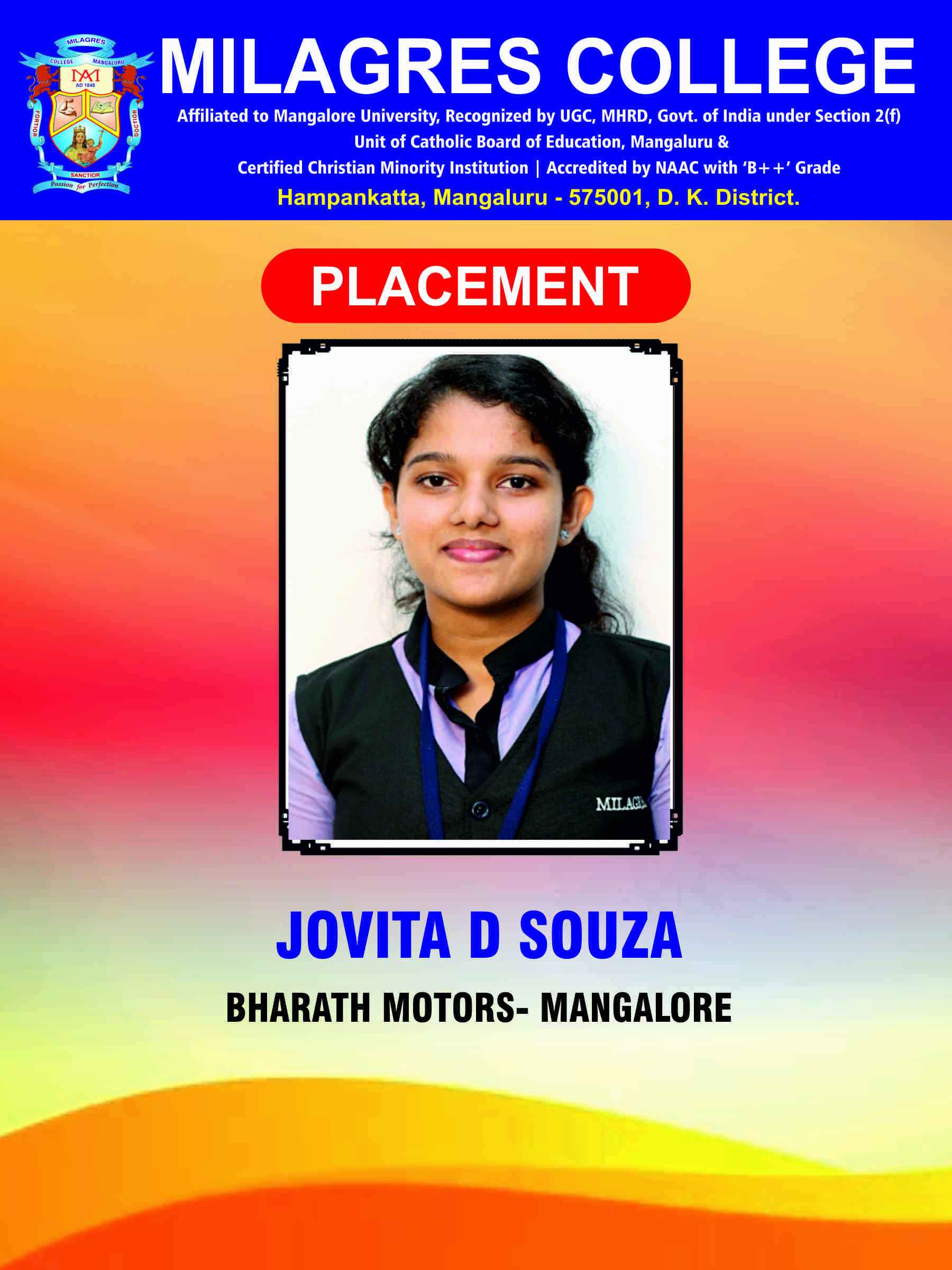 Successfully placed student